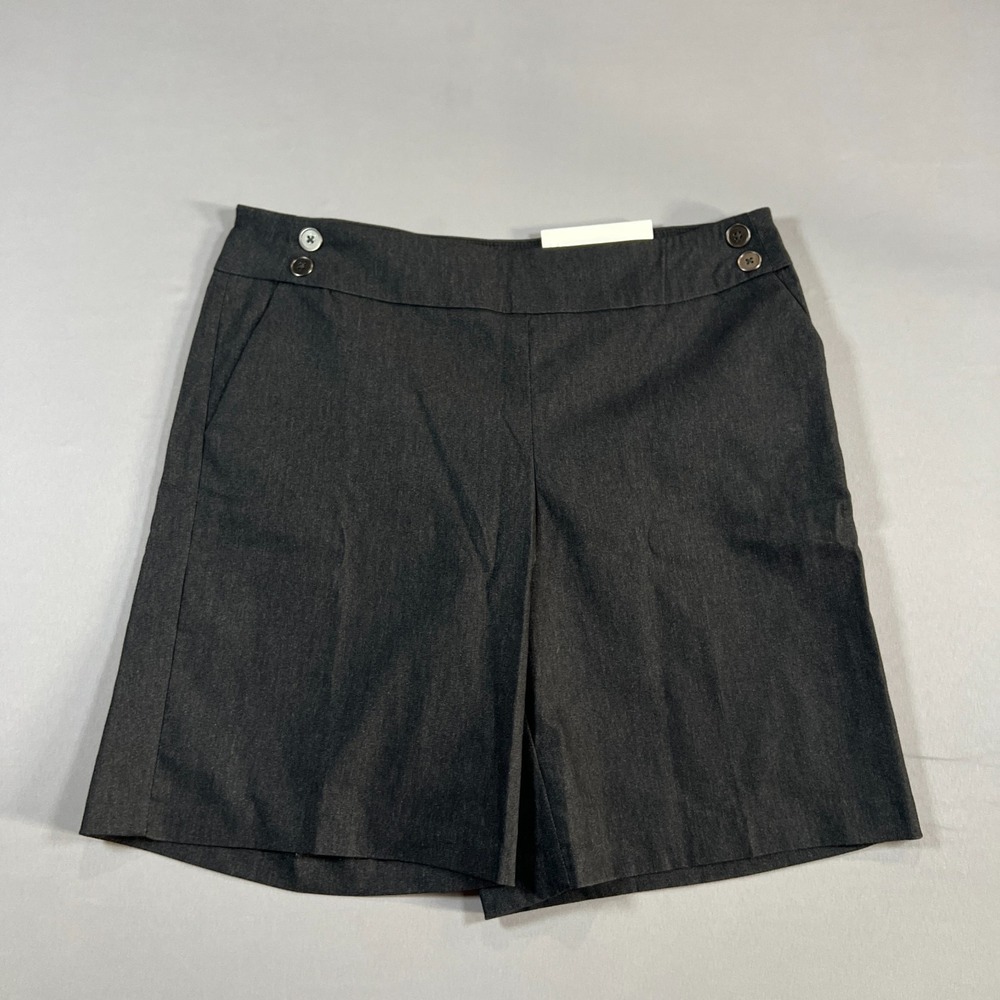 Cato Shorts Womens 14 Black Nylon Stretch High Waisted Flat Front Casual Wear